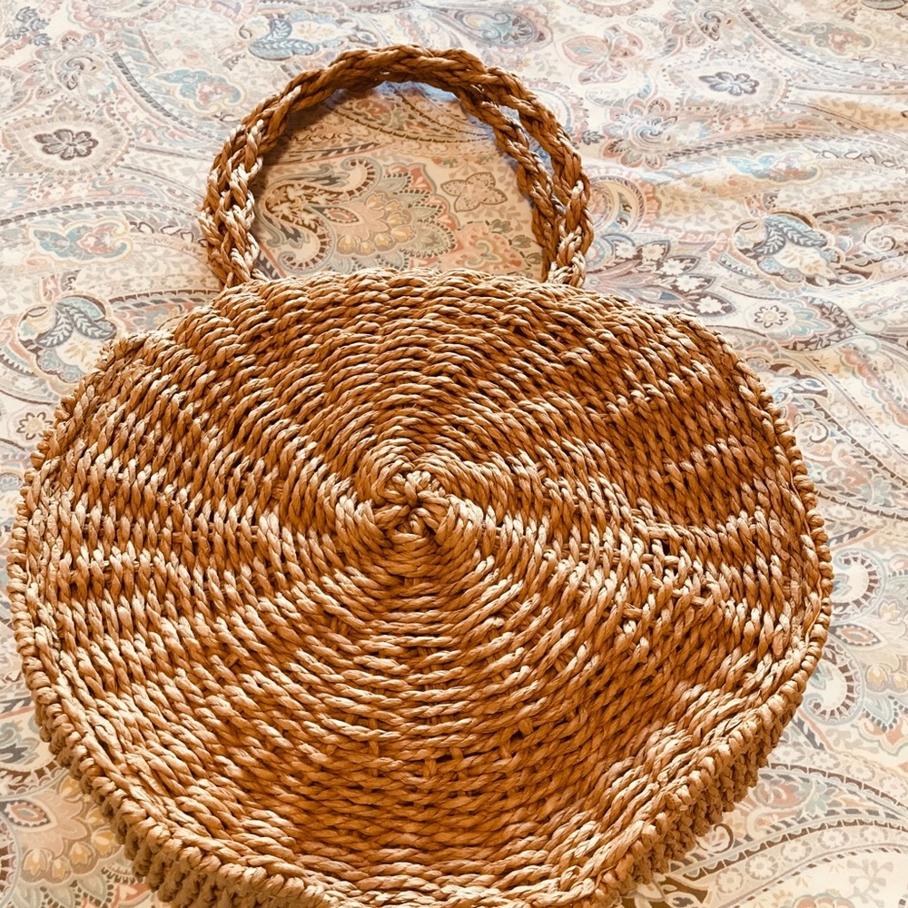 NWOT Raw Straw Zippered Handbag!! Adorable - Picture 2 of 6